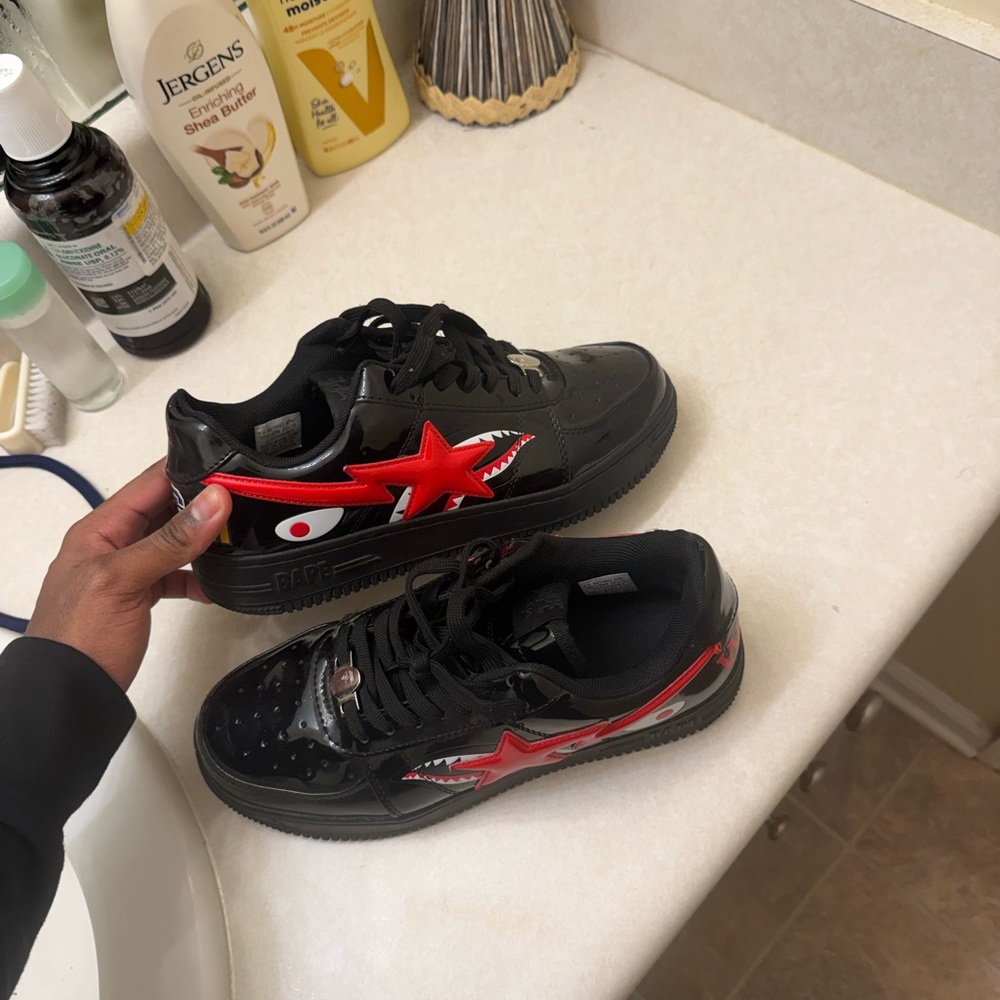 Bape Black and Red Star Sneakers